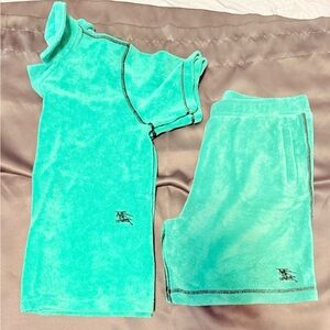 Burberry Terry Cloth Athletic Polo and Shorts Size 10